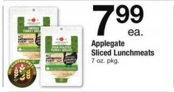 Safeway Applegate sliced lunchmeats offer