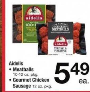 Safeway Aidells meatballs or gourmet chicken sausage offer