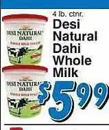 Desi natural dahi whole milk