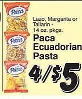 Trade Fair Supermarket Paca ecuadorian pasta offer
