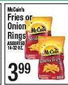 Western Beef Mccain's fries or onion rings offer