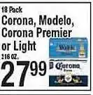 Western Beef 18 pack corona, modelo, corona premier or light offer
