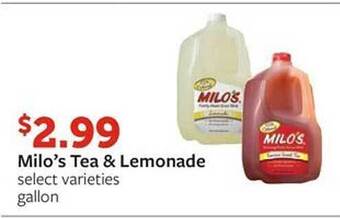 Fareway Milo's tea & lemonade offer