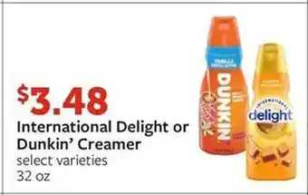 Fareway International delight or dunkin' creamer offer