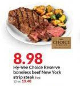 Hy-Vee Hy-vee choice reserve boneless beef new york strip steak offer