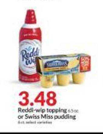 Hy-Vee Reddi-wip topping or swiss miss pudding offer