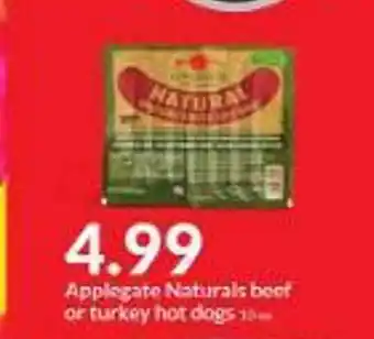 Hy-Vee Applegate naturals boots or turkey hot dogs offer