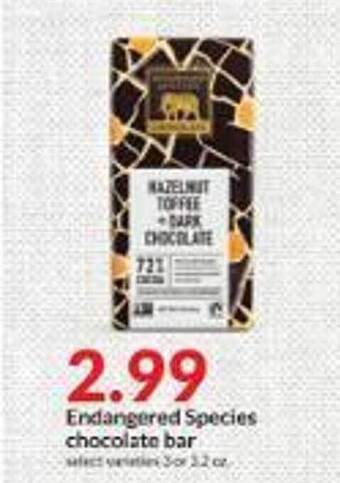 Hy-Vee Endangered species chocolate bar offer