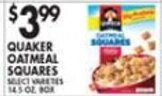 Met Foodmarkets Quaker Oatmeal Squares offer