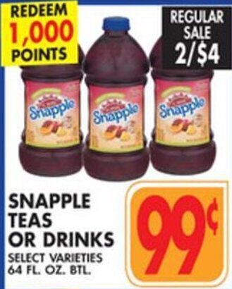 Met Foodmarkets Snapple Teas or Drinks offer