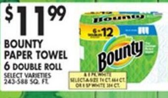Met Foodmarkets Bounty Paper Towel 6 Double Roll offer