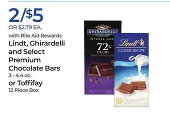 Rite Aid Lindt, ghirardelli and select premium chocolate bars or toffifay offer