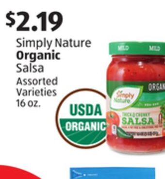Aldi Simply nature organic salsa offer