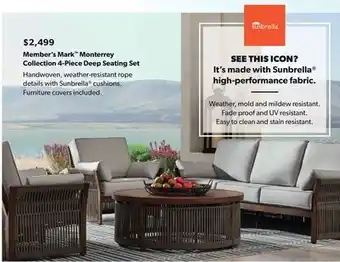 Sam's Club Member's mark™ monterrey collection 4-piece deep seating set offer