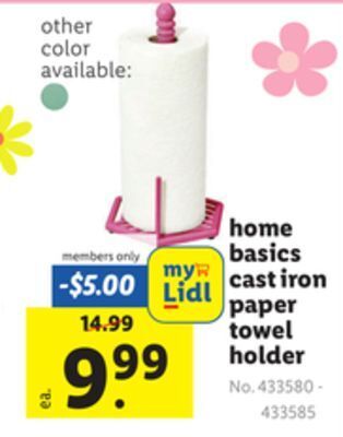 Lidl Home basics cast iron paper towel holder offer