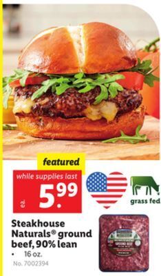 Lidl Steakhouse naturals® ground beef, 90% lean offer