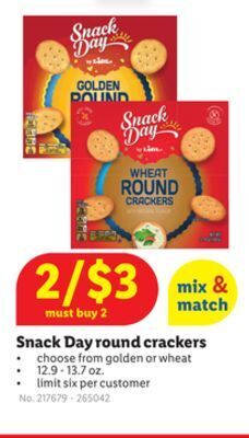 Lidl Snack day round crackers offer