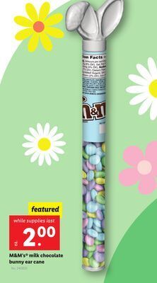 Lidl M & m' s® milk chocolate bunny ear cane offer