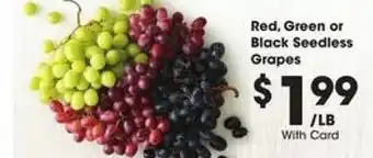 Fry's Red,Green Or Black Seedless Grapes offer