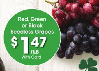 Kroger Red, green or black seedless grapes offer