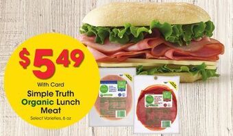 Kroger Simple truth organic lunch meat offer