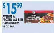 Compare Foods Avenue a frozen all beef hamburgers offer