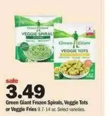 Meijer Green giant frozen spirals, veggie tots or veggie fries offer