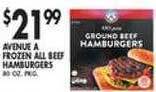 Met Foodmarkets Avenue a frozen all beef hamburgers offer