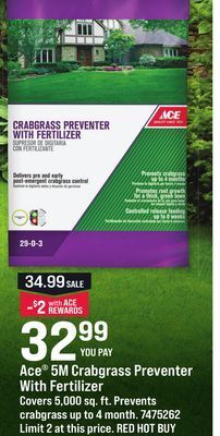 Ace Hardware Ace® 5m crabgrass preventer with fertilizer offer