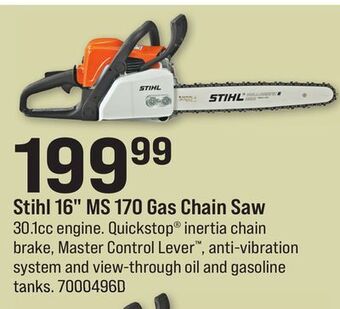 Ace Hardware Stihl 16" ms 170 gas chain saw offer