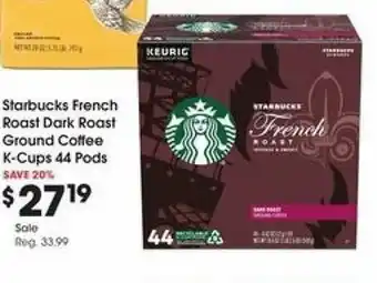 Fry's Starbucks French Roast Dark Roast Ground Coffee K-Cups 44 Pods offer