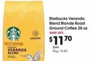 Fry's Starbucks Veranda Blend Blonde Roast Ground Coffee 28 oz offer