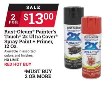 Ace Hardware Rust-oleum® painter's touch® 2x ultra cover® spray paint + primer, 12 oz. offer