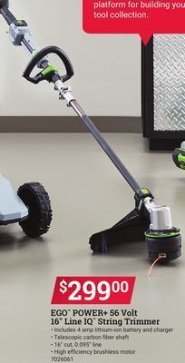 Ace Hardware Ego™ power + 56 volt 16" line iq™ string trimmer offer