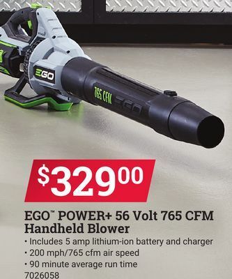 Ace Hardware Ego™ power + 56 volt 765 cfm handheld blower offer