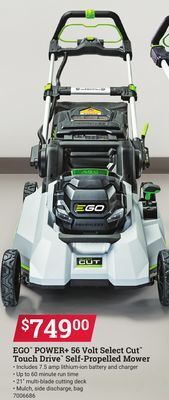 Ace Hardware Ego™ power + 56 volt select cut™ touch drive™ self-propelled mower offer