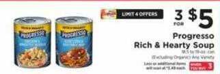 ShopRite Progresso rich & hearty soup offer