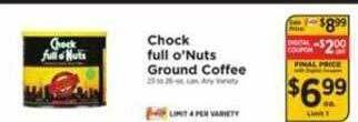 ShopRite Chock full o'nuts ground coffee offer