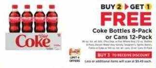 ShopRite Coke bottles 8-pack or cans 12-pack offer