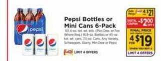 ShopRite Pepsi bottles or mini cans 6-pack offer