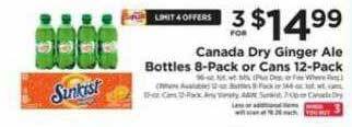 ShopRite Canada dry ginger ale bottles 8-pack or cans 12-pack offer