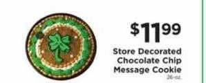 ShopRite Store decorated chocolate chip message cookie offer