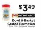 ShopRite Bowl & basket grated parmesan offer
