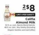 ShopRite Califia almond milk offer