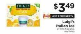 ShopRite Luigi's italian ice offer