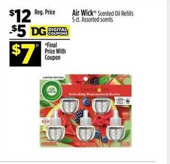 Dollar General Air wick scented oil refills offer