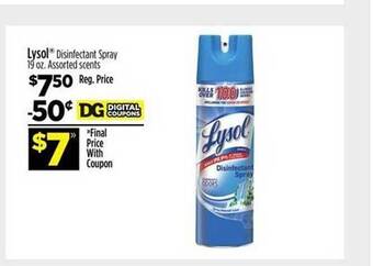 Dollar General Lysol disinfectant spray offer