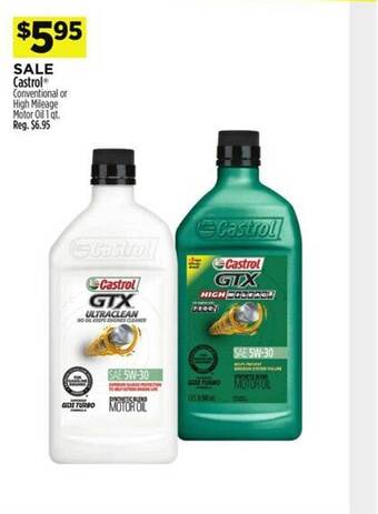 Dollar General Castrol conventional or high mileage motor oil offer