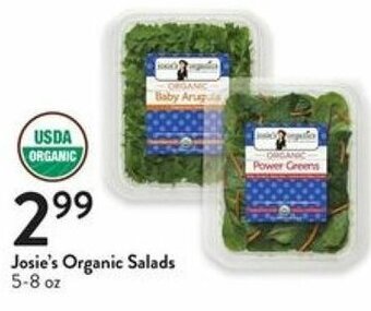 Fresh Thyme Josie's Organic Salads 5-8 oz offer