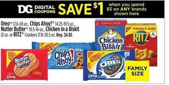 Dollar General Oreo chips ahoy! nutter butter chicken in a biskit or ritz crackers offer